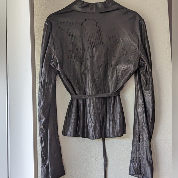 ๐โจR.CAVALLI ROSES LEATHER BLAZER - Picture 12 of 12